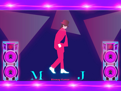 MoonWalk Illustration (MJ) adobe animation color design designer dj graphic design graphics illustration illustrator learning michael jackson mj music speakers ui ux