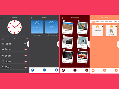 Organised App (screens) adobexd alarm alarmapp android animations app design designer figma illustration images organisedapp protopie prototype stories to dolist to dolistapp ui uiux ux