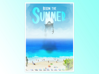 Begin the Summer Poster design illustration typography