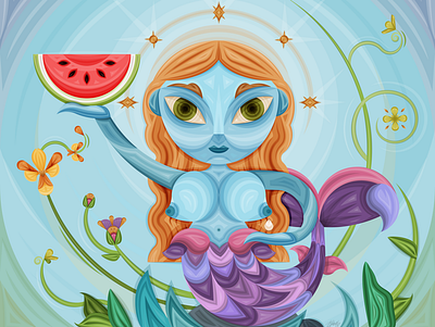 La perla adobe adobe illustrator character design color design fruit illustration illustration art mermaid mexico vectorial illustration