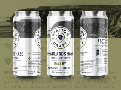Headlands Haze beer beer can beer label branding brewery brewery branding brewery logo can design coastal dana point ipa label label design station typography