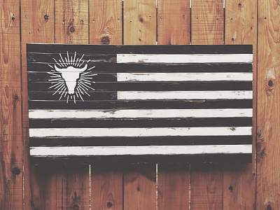 Flag america hand painted one shot paint reclaimed signage texture western wood