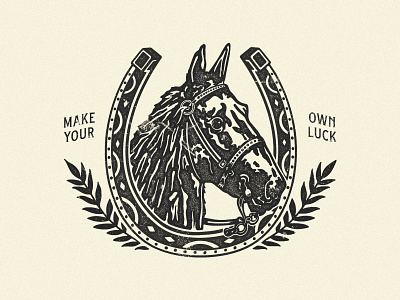 Make Your Own Luck distressed horse horseshoe illustration luck lucky procreate stamp vintage