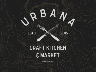 Urbana Craft Kitchen & Market branding craft fork kitchen knife logo market restaurant signage typography