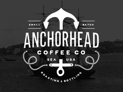Anchored Coffee Co anchor bottling branding cafe coffee lockup logo roaster seattle ship typography washington