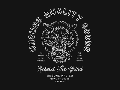 Respect The Grind v2 apparel badge illustration linework typography wolf