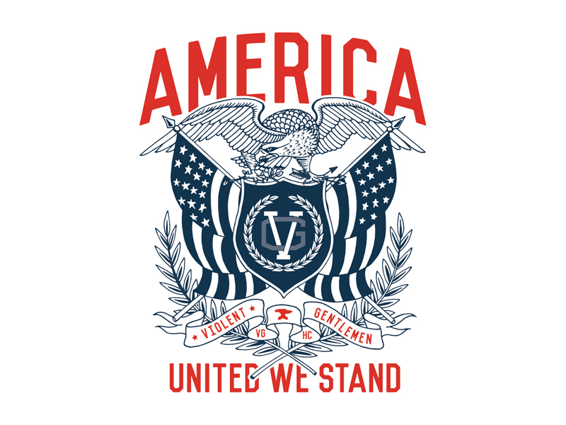 United We Stand america banner classic eagle flag illustration traditional