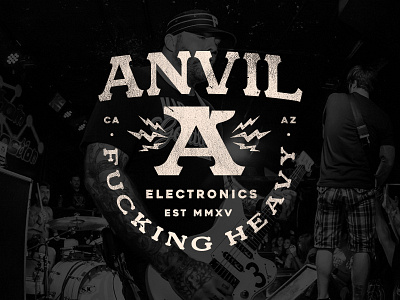 Anvil Electronics anvil distressed electricity guitarpedal heavy lightning music typography