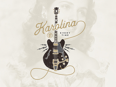 Karolina cable gibson guitar illustration lightning monogram music script strings
