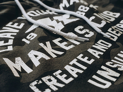 Makers Club anvil apparel distressed hoodie screenprint tee typography unsung