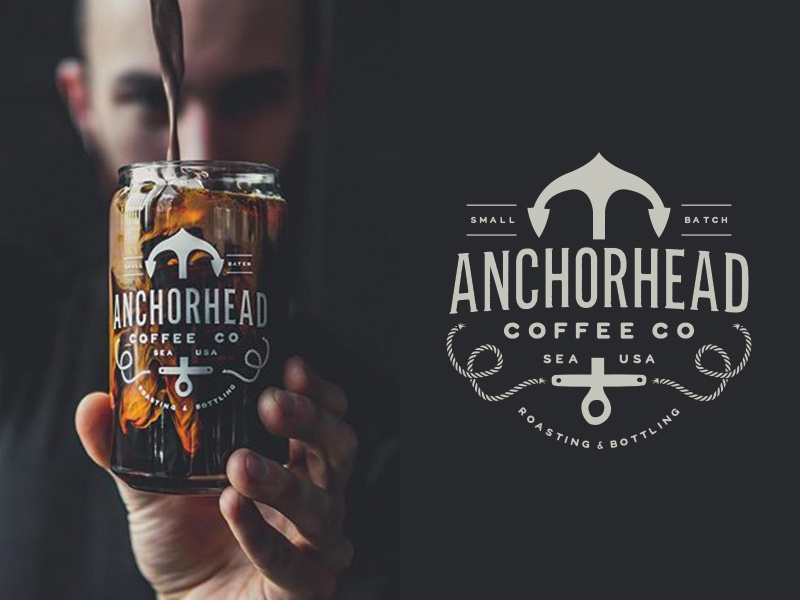 Anchorhead Coffee Co. seattle rope illustration typography classic vintage logo anchor product packaging coffee branding