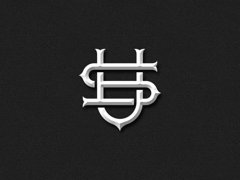 U.S. us typography chiseled monogram design logo monogram