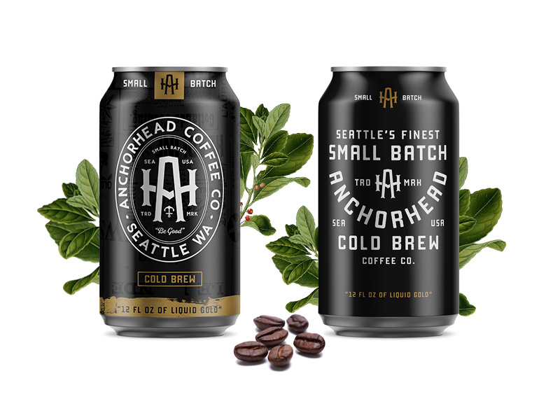 Anchorhead Cold Brew Packaging monogram logo monogram logo vector classic typography packaging design cold brew coffee can can design packaging branding