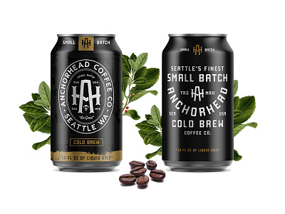 Anchorhead Cold Brew Packaging branding can can design classic coffee cold brew logo monogram monogram logo packaging packaging design typography vector