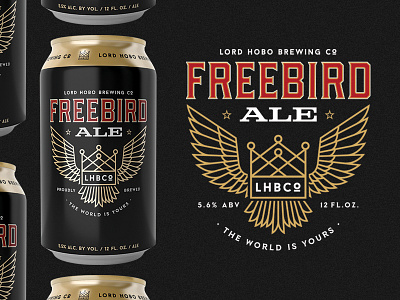 Freebird Ale american beer beer can branding crown eagle freebird illustration lord hobo southern typography wings
