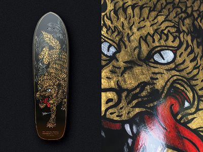 I Must Roll distressed gold hand painted illustration one shot skateboard skateboard graphics vintage wolf
