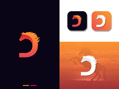 D + Horse Logo abstract adobe illustrator animal animal logo design gradient graphic design horse logo icon illustration logo logo design logo trend mark modern logo new vector