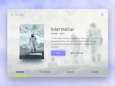 Dailyui025 - Tv App 025 app dailyui interstellar tvapp ui