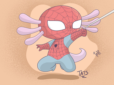 Iphi Spiderman 2d character axolotl cartoon cartoon illustration character design illustration kawaii mascot spider man spiderman
