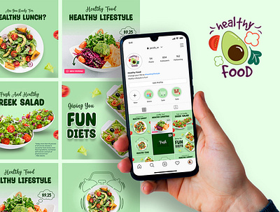 F&B Healty Salad Instagram Feeds branding design fb fb design graphic design healthy food instagram instagram feed instagram feed design social media design