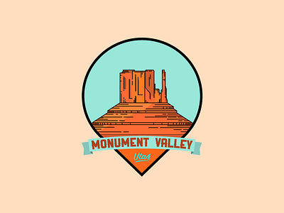 Monument Valley badge desert flat design icon illustration monument valley orange utah