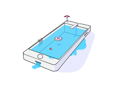 iPool blue digital illustration iphone phone pool summer swim umbrella