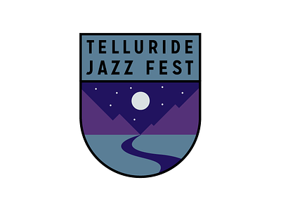 Telluride Night Patch badge colorado icon logo mountains night patch purple river sky stars typography
