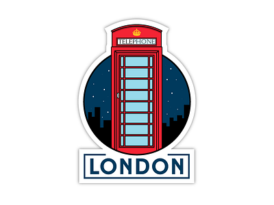 London Telephone Booth badge booth first rebound illustration london rebound sticker telephone uk