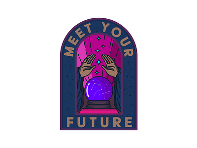 Meet Your Future badge digital fortune fortune teller future illustration stars