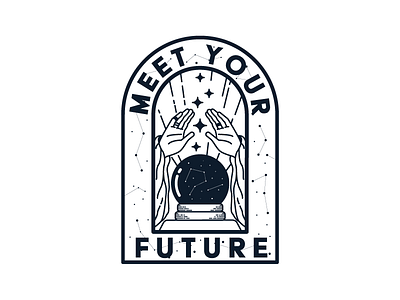 Meet Your Future (One Color) digital fortune teller illustration one color stars