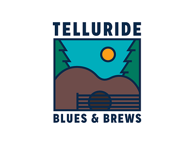 Telluride Blues & Brews Patch badge blues brew colorado design festival guitar illustration patch simple telluride trees