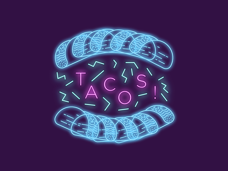 Taco Day digital food illustration lights neon purple taco taco day typography