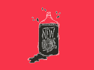 New Orleans Type Treatment bottle hand drawn hand type illustration liquor new orleans red type typography