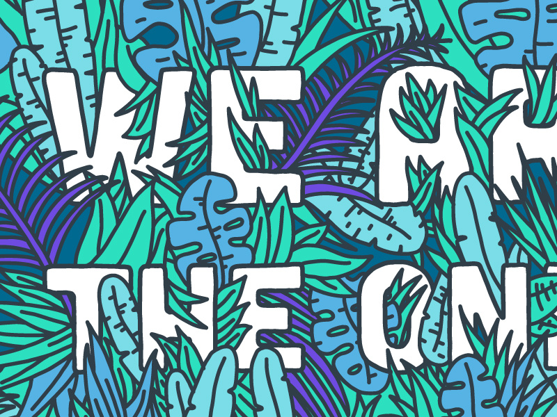 Quote Lettering Detail jungle palm leaves tropical lettering hand drawing typography illustration