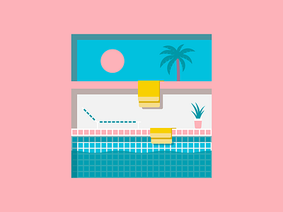 Poolside digital illustration illustrator pool simple summer swim