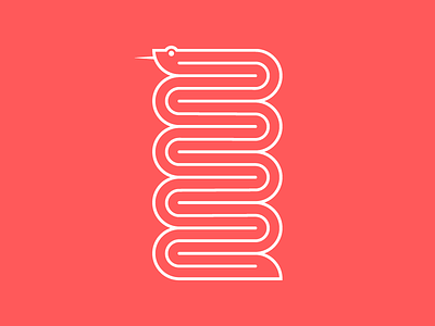 Red Snake digital icon illustration line art logo red simple snake