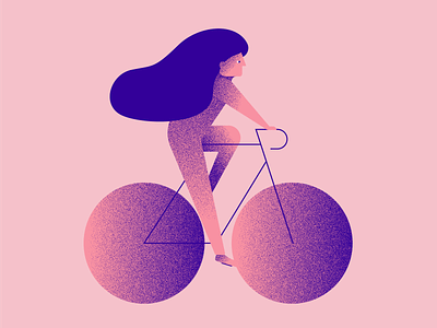 Biker Girl bicycle bike biker design digital girl illustration illustration pink simple vector