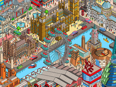 London: A Seek and Find isometric illustration