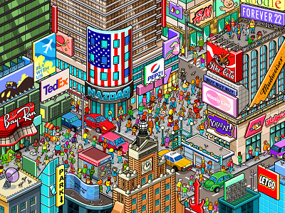 New York: a Seek and Find illustration for Compare the Market advertising cities city detail infographic isometric isometric art isometric illustration landscape map pixel art pixelart seek and find where is waldo where is wally