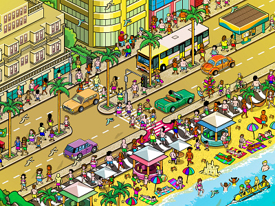 Rio de Janeiro: A Seek and Find Game for Compare the Market advertising cities city detail infographic isometric isometric art isometric illustration map pixel art where is waldo where is wally