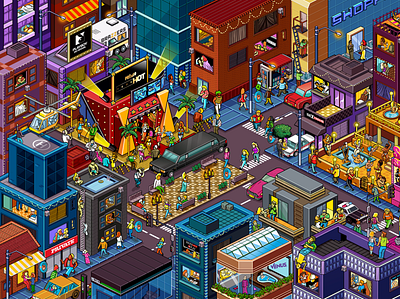 Isometric Poster for Playboy TV and Sexy Hot Award advertising cities city detail find infographic isometric isometric art map night pixel art playboy seek seek and find seek and find sex sexy sexy hot where is waldo where is wally