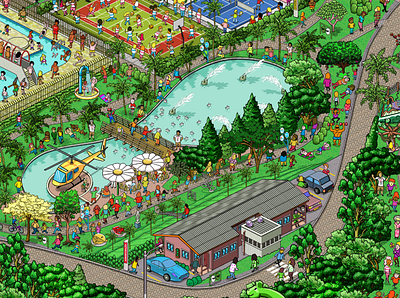 Sesc Itaquera's Park map - Swimming Pool advertising detail infographic isometric isometric art map pixel art seek and find where is waldo where is wally