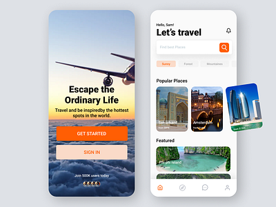 Travel App UI app app design cards destination hotel booking hotel booking app places popular places travel travel agency travel app traveling travelling travelling app ui