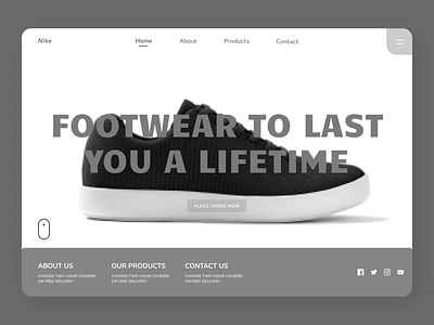 Footwear Landing Page branding design ui