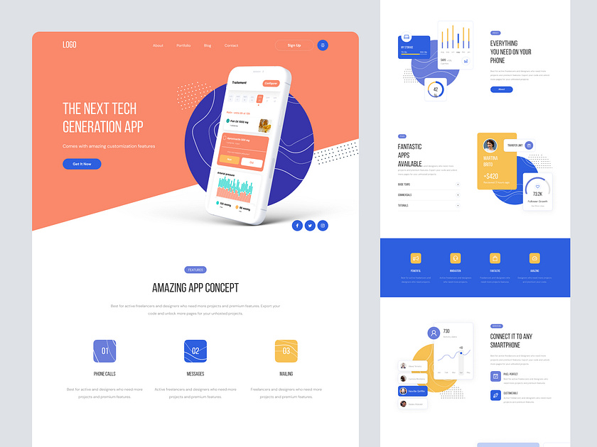 Mobile App Landing Page Design by UISpring on Dribbble