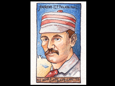 Illustrated Tobacco Card baseball baseball card blue card illustration red tobacco trading card vintage watercolor