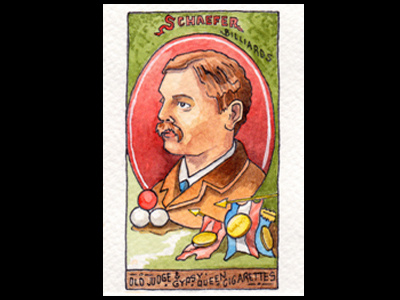 Illustrated Tobacco Card baseball card billiards card green illustration red tobacco trading card vintage watercolor