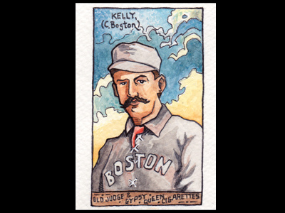 Illustrated Tobacco Card baseball baseball card blue boston card illustration mlb trading card vintage watercolor yellow