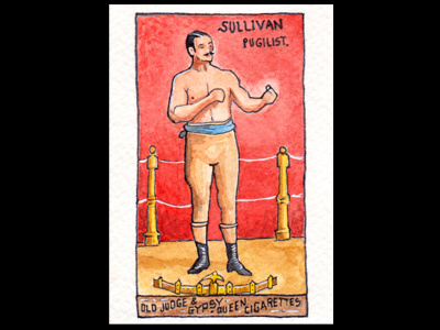 Illustrated Tobacco Card baseball card boxing card illustration red tobacco trading card vintage watercolor yellow