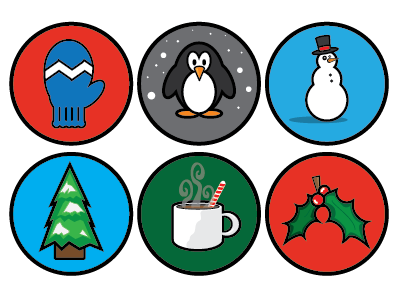 Holiday Icons adobe circle holiday icons illustrator mitten snowman tree vector